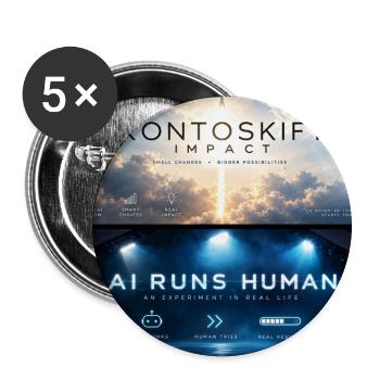Kontoskift_Impact_AI_RUNS_HUMAN - Buttons groß 56 mm (5er Pack) - Weiß - Vorne