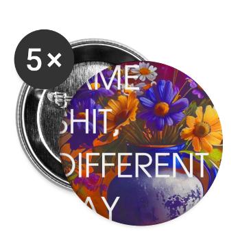 Bunte Blüten vs Alltag - Buttons groß 56 mm (5er Pack) - Weiß - Vorne