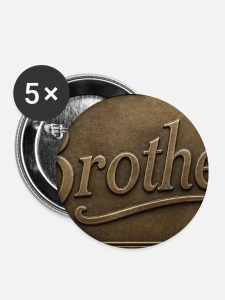 Brüder Bronzerelief Plakette - Buttons groß 56 mm (5er Pack) - Weiß