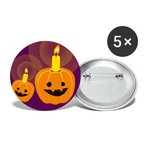 Halloween Kuerbiskerze - Buttons groß 56 mm (5er Pack)