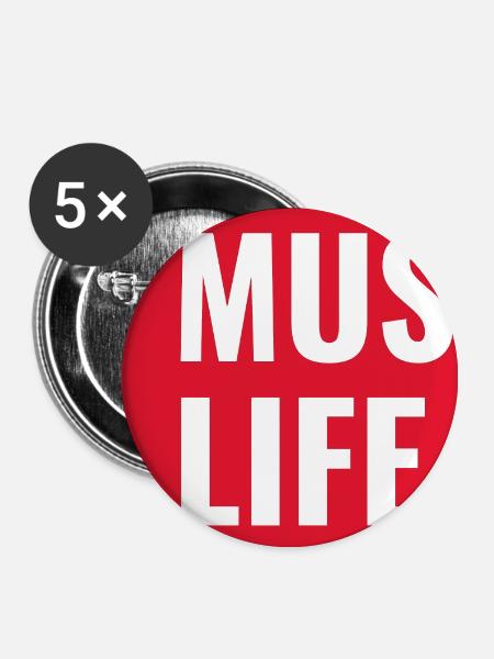 Musik-Statement auf rotem Hintergrund - Buttons groß 56 mm (5er Pack) - Weiß