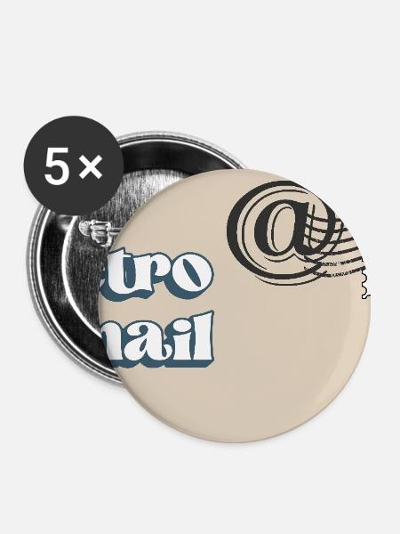 Retro-Emaille - Buttons groß 56 mm (5er Pack) - Weiß