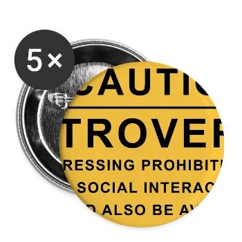 Caution Introvert - Buttons groß 56 mm (5er Pack) - Weiß - Vorne