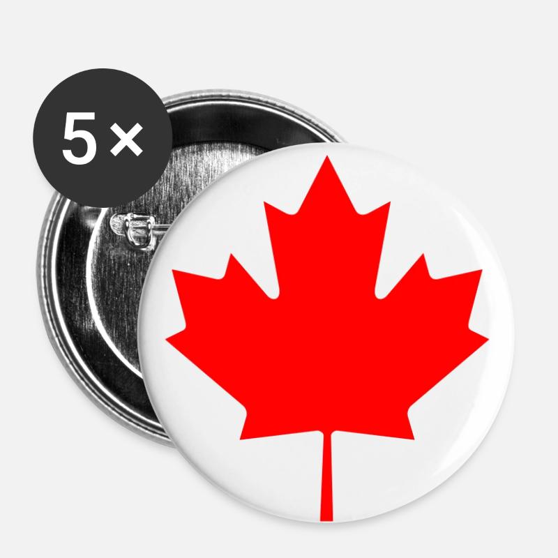 Canada - Lot de 5 grands badges (56 mm) - blanc