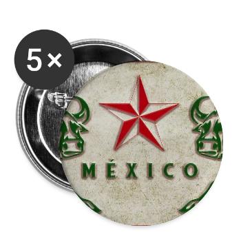 Mexico Bull Shield - Buttons large 2.2''/56 mm (5-pack) - white - Front