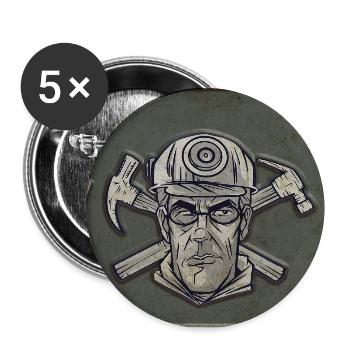 Glück auf Ruhrpott Schild - Buttons groß 56 mm (5er Pack) - Weiß - Vorne