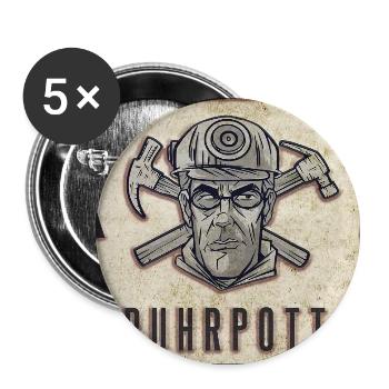 Glück auf Ruhrpott Schild - Buttons groß 56 mm (5er Pack) - Weiß - Vorne