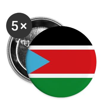 Südsudan – Flaggenwappen mit Blau - Buttons groß 56 mm (5er Pack) - Weiß - Vorne