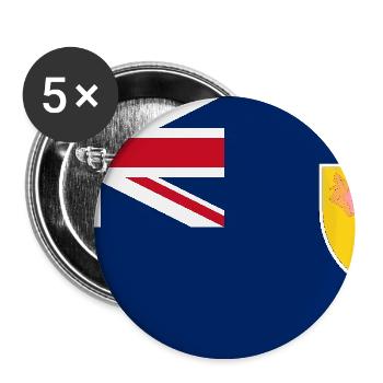 Turks- und Caicosinseln – Flagge mit Wappen auf marineblauem Hintergrund - Buttons groß 56 mm (5er Pack) - Weiß - Vorne