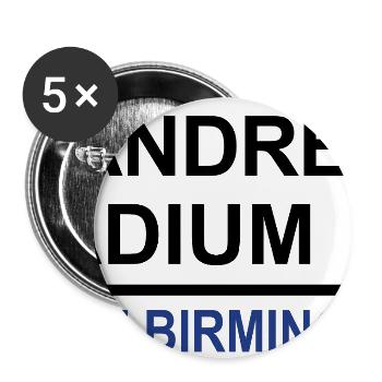 Straßenschild des St. Andrew's Stadions in Birmingham City - Buttons groß 56 mm (5er Pack) - Weiß - Vorne