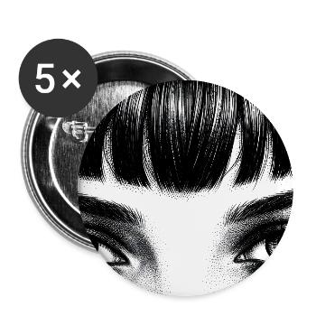 Conception en forme de goutte aux yeux noirs et blancs - Lot de 5 grands badges (56 mm) - blanc - Devant