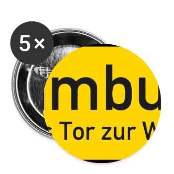 Panneau de nom de lieu de Hambourg Allemagne - Lot de 5 grands badges (56 mm) - blanc - Devant