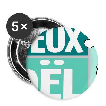 PÈRE NOËL. NOËL. JOYEUX NOËL. MERRY CHRISTMAS - Lot de 5 grands badges (56 mm) - blanc - Devant