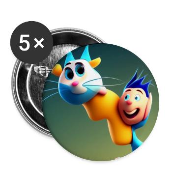 Art autistique - J’adore mon chat bleu - Lot de 5 grands badges (56 mm) - blanc - Devant