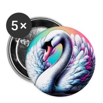 cygne - Lot de 5 grands badges (56 mm) - blanc - Devant
