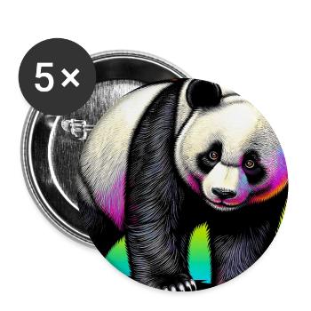 panda - Lot de 5 grands badges (56 mm) - blanc - Devant