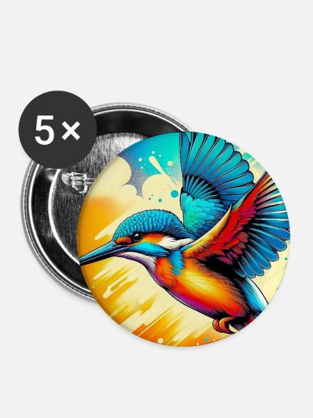 Eisvogel - Buttons groß 56 mm (5er Pack) - Weiß