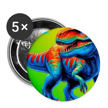dinosaure - Lot de 5 grands badges (56 mm) - blanc - Devant
