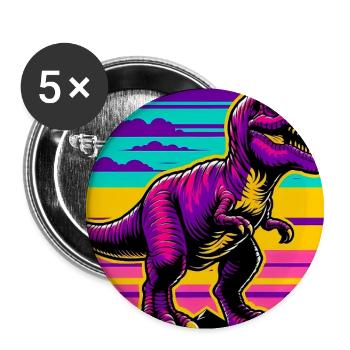 Dinosaurier - Buttons groß 56 mm (5er Pack) - Weiß - Vorne