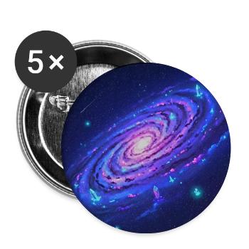 Neon Galaxie Spiral Kristalle - Buttons groß 56 mm (5er Pack) - Weiß - Vorne
