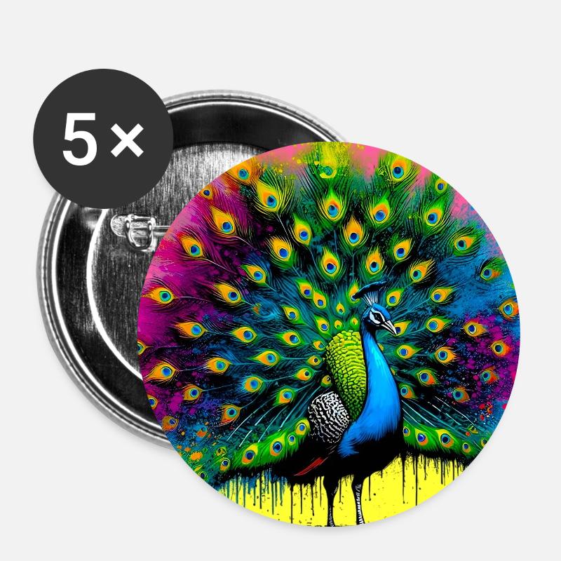 peacock - Buttons large 2.2''/56 mm (5-pack) - white