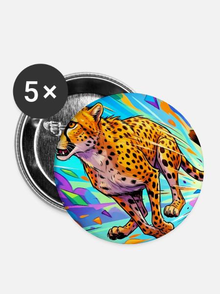 Gepard - Buttons groß 56 mm (5er Pack) - Weiß