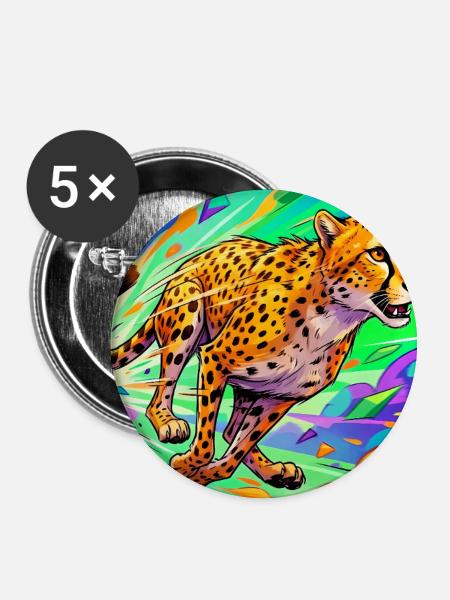 Gepard - Buttons groß 56 mm (5er Pack) - Weiß