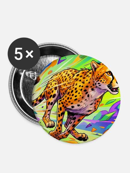 Gepard - Buttons groß 56 mm (5er Pack) - Weiß