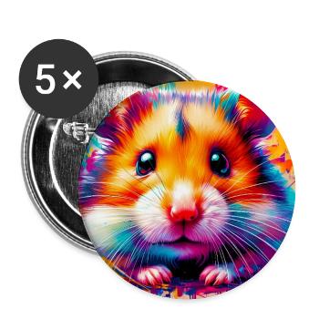 Hamster - Buttons groß 56 mm (5er Pack) - Weiß - Vorne