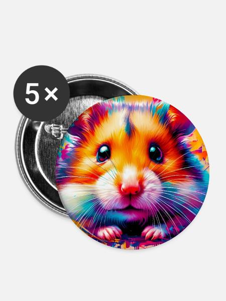 Hamster - Buttons groß 56 mm (5er Pack) - Weiß