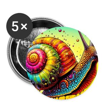 Schnecke - Buttons groß 56 mm (5er Pack) - Weiß - Vorne