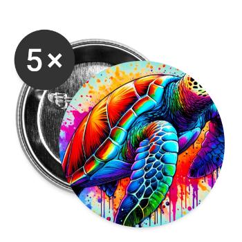 Schildkröte - Buttons groß 56 mm (5er Pack) - Weiß - Vorne