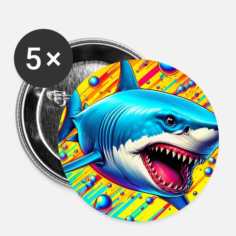 Shark - Buttons large 2.2''/56 mm (5-pack) - white