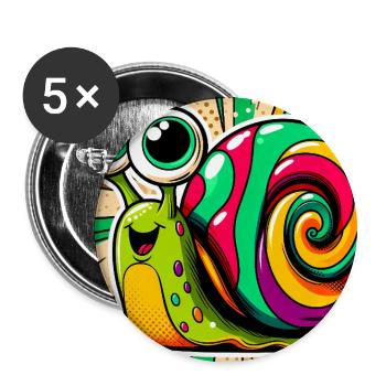 Escargot - Lot de 5 grands badges (56 mm) - blanc - Devant
