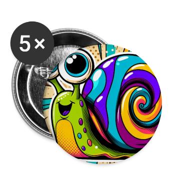Escargot - Lot de 5 grands badges (56 mm) - blanc - Devant