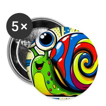 Escargot - Lot de 5 grands badges (56 mm) - blanc - Devant