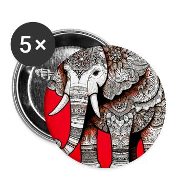 Elefant - Buttons groß 56 mm (5er Pack) - Weiß - Vorne
