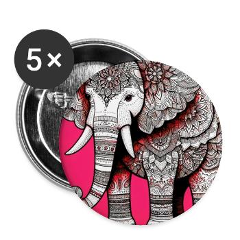 Elefant - Buttons groß 56 mm (5er Pack) - Weiß - Vorne