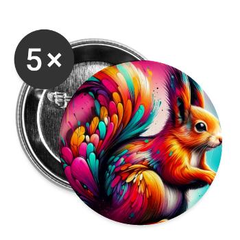 Eichhörnchen - Buttons groß 56 mm (5er Pack) - Weiß - Vorne