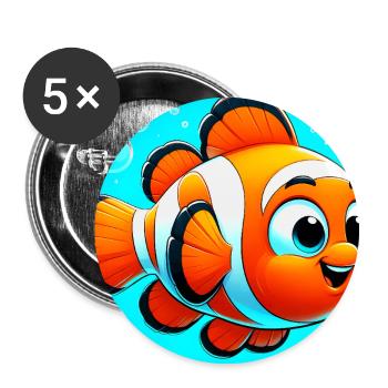 Clownfisch - Buttons groß 56 mm (5er Pack) - Weiß - Vorne