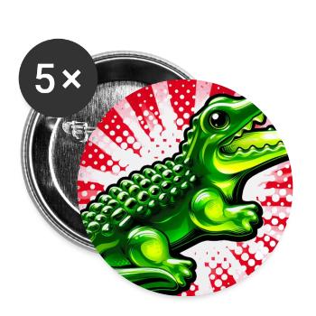 Krokodil - Buttons groß 56 mm (5er Pack) - Weiß - Vorne