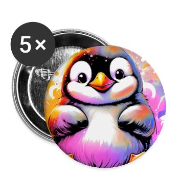 pingouin - Lot de 5 grands badges (56 mm) - blanc - Devant