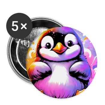 pingouin - Lot de 5 grands badges (56 mm) - blanc - Devant