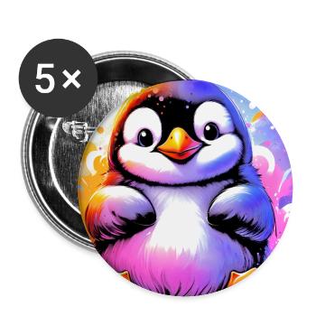 pingouin - Lot de 5 grands badges (56 mm) - blanc - Devant