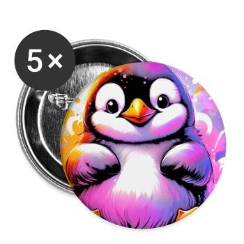 pingouin - Lot de 5 grands badges (56 mm) - blanc - Devant