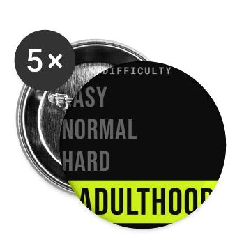 Schwierigkeitsgrad: Leicht, Normal, schweres Erwachsenenalter, - Buttons groß 56 mm (5er Pack) - Weiß - Vorne