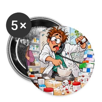 Apothekerchaos im Labor-Comic - Buttons groß 56 mm (5er Pack) - Weiß - Vorne