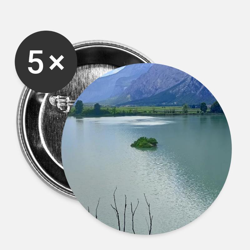 Alpine Lake Sereni Reflections - Buttons large 2.2''/56 mm (5-pack) - white