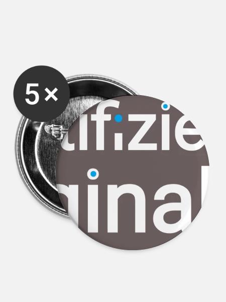 Lustiges Emblem für Fans  - Buttons groß 56 mm (5er Pack) - Weiß