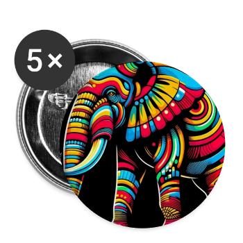 Éléphant Pop Art - Lot de 5 grands badges (56 mm) - blanc - Devant